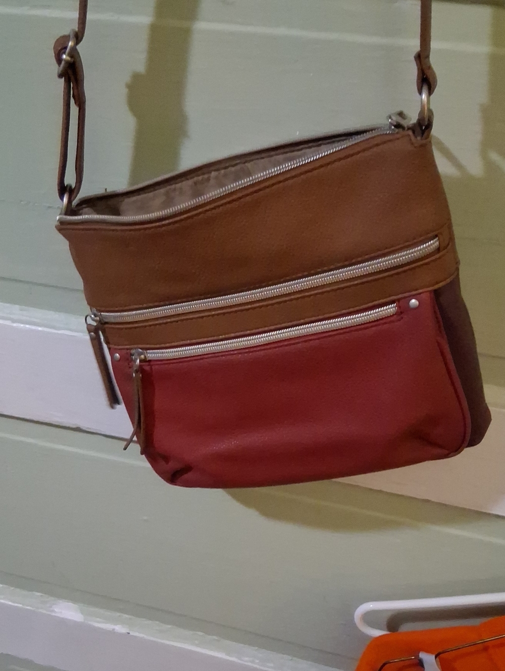 Relic Two-Tone Brown and Red Crossbody Shoulder Bag